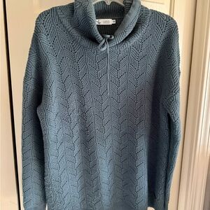 Carve Designs Blue Cowl Neck Sweater